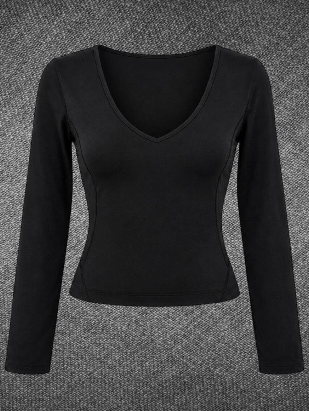 Lululemon Black Stretch V-Neck Long Sleeve Top